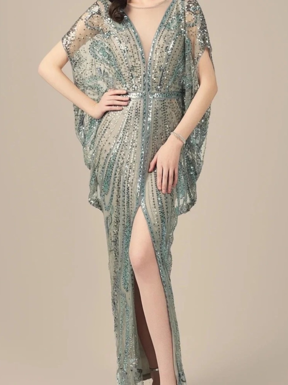 Glamorous Mint Green Sequin Maxi Dress Gatsby